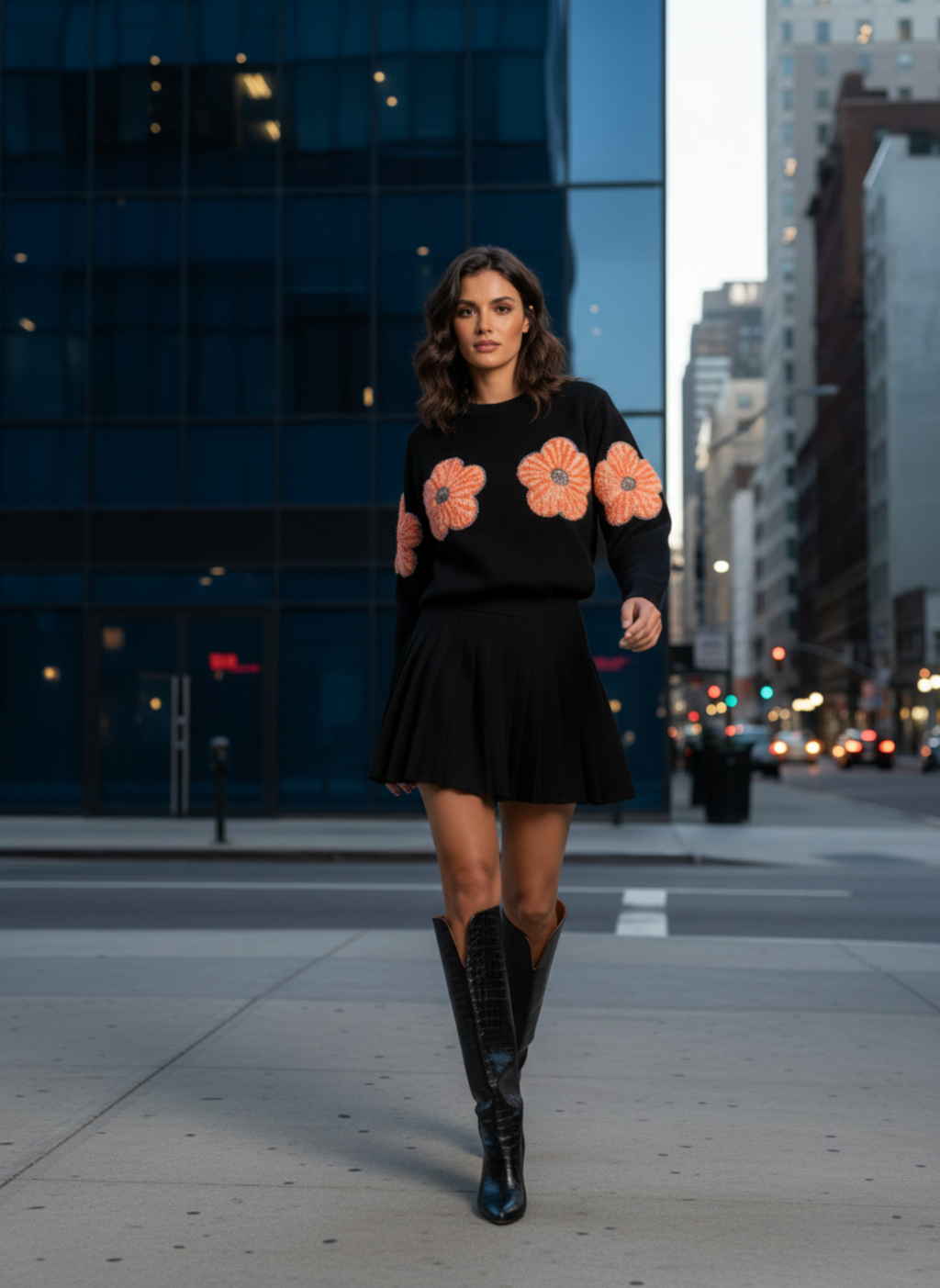 Пуловер с цветя