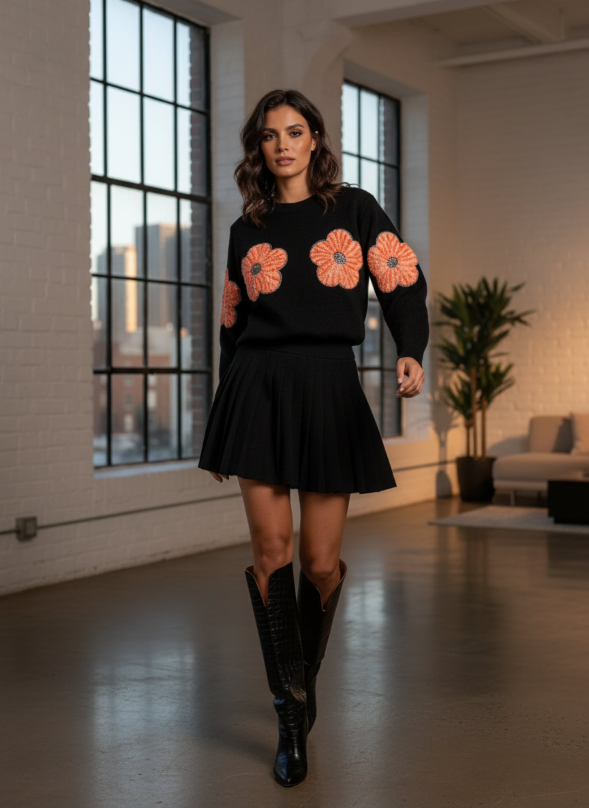 Пуловер с цветя